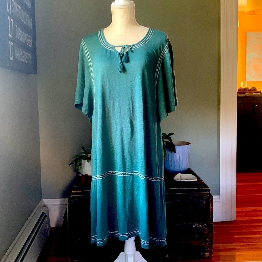 Garnet Hilldress Embroidered Bohemian Linen Dress M